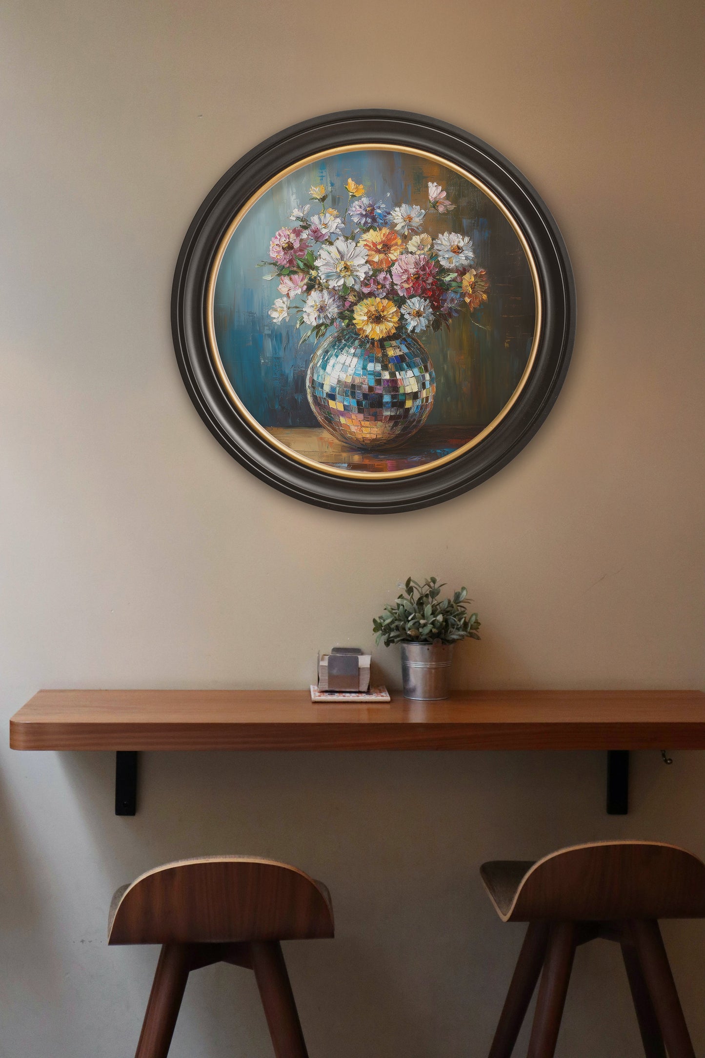 Disco Wildflowers - Oxford Round Frame