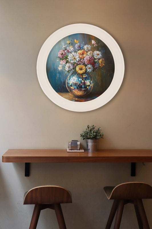 Disco Wildflowers - Oxford Strong White Round Frame