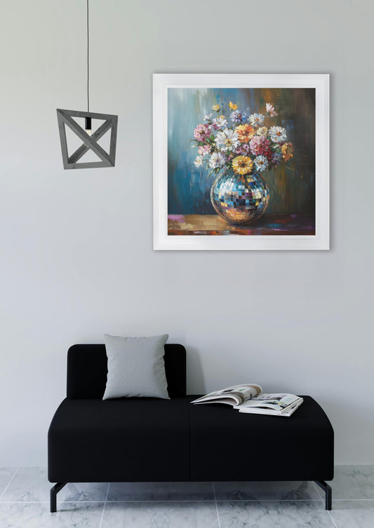 Disco Wildflowers - White Hurstwood Square Frame