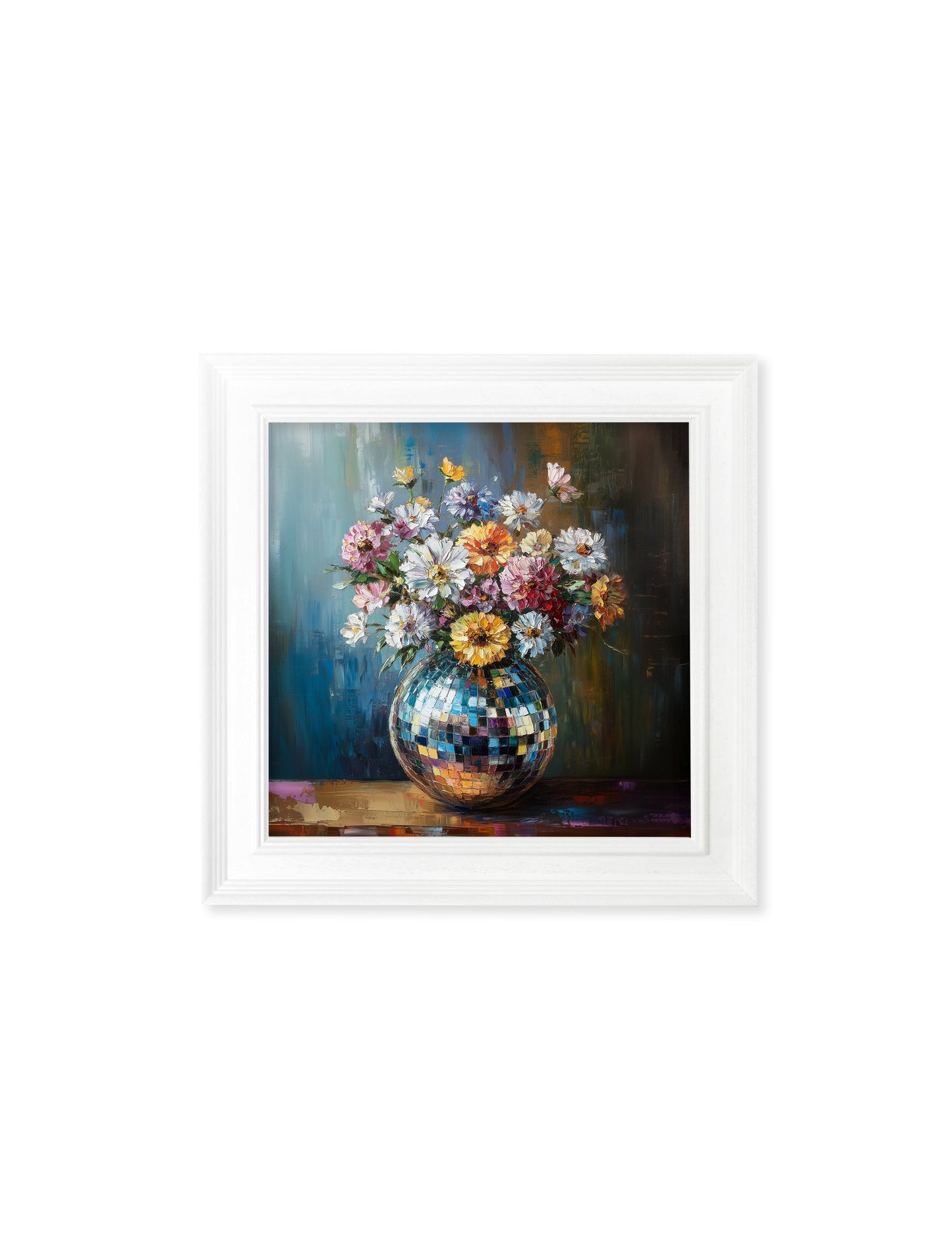 Disco Wildflowers - White Hurstwood Square Frame