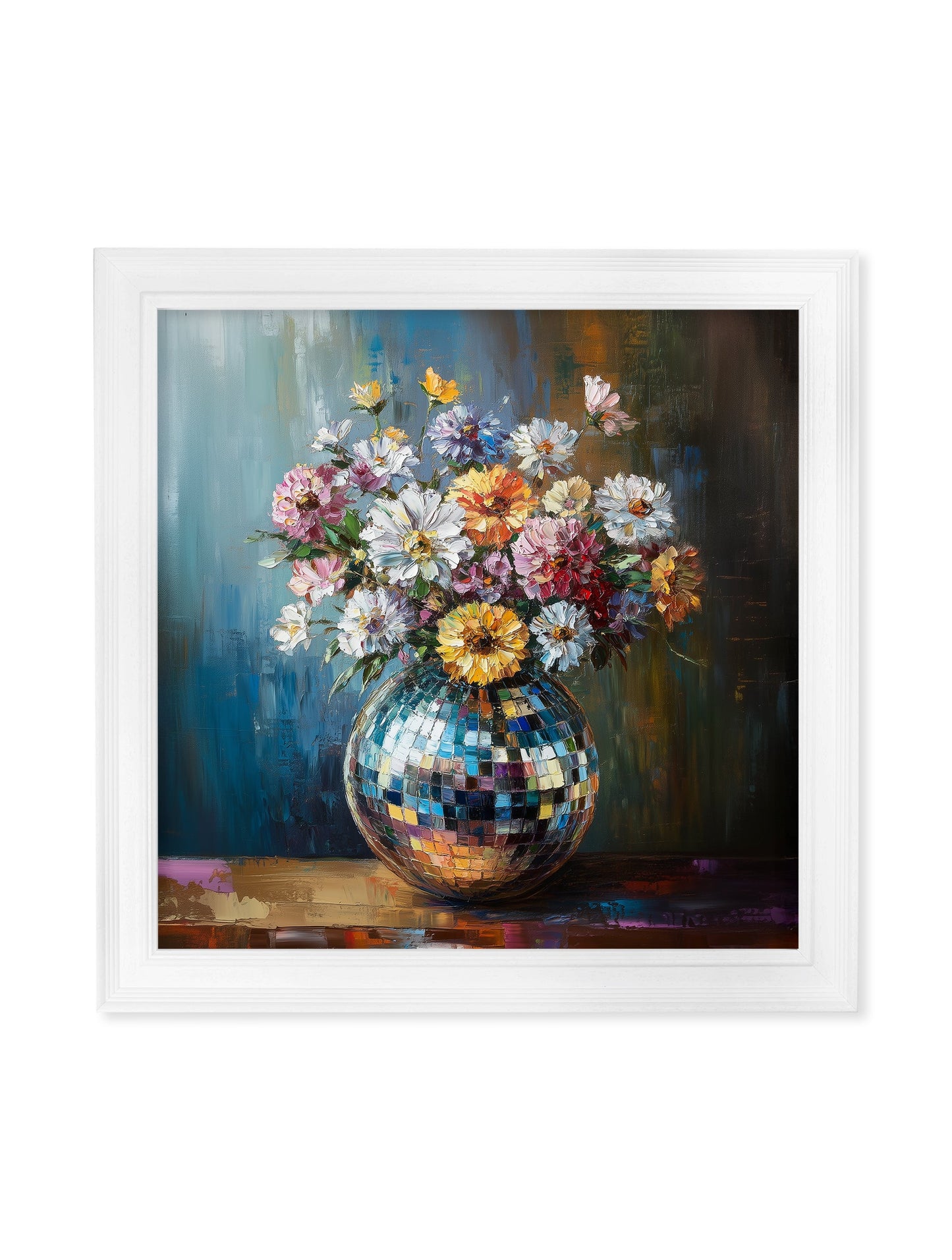 Disco Wildflowers - White Hurstwood Square Frame