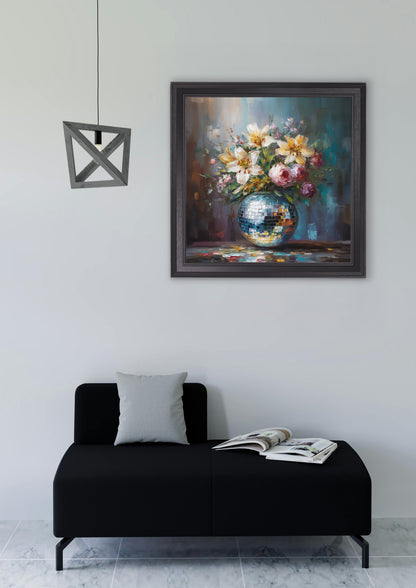 Disco Lilies & Roses – Black Hurstwood Square Frame – framed wall art at Leya Buster Interiors