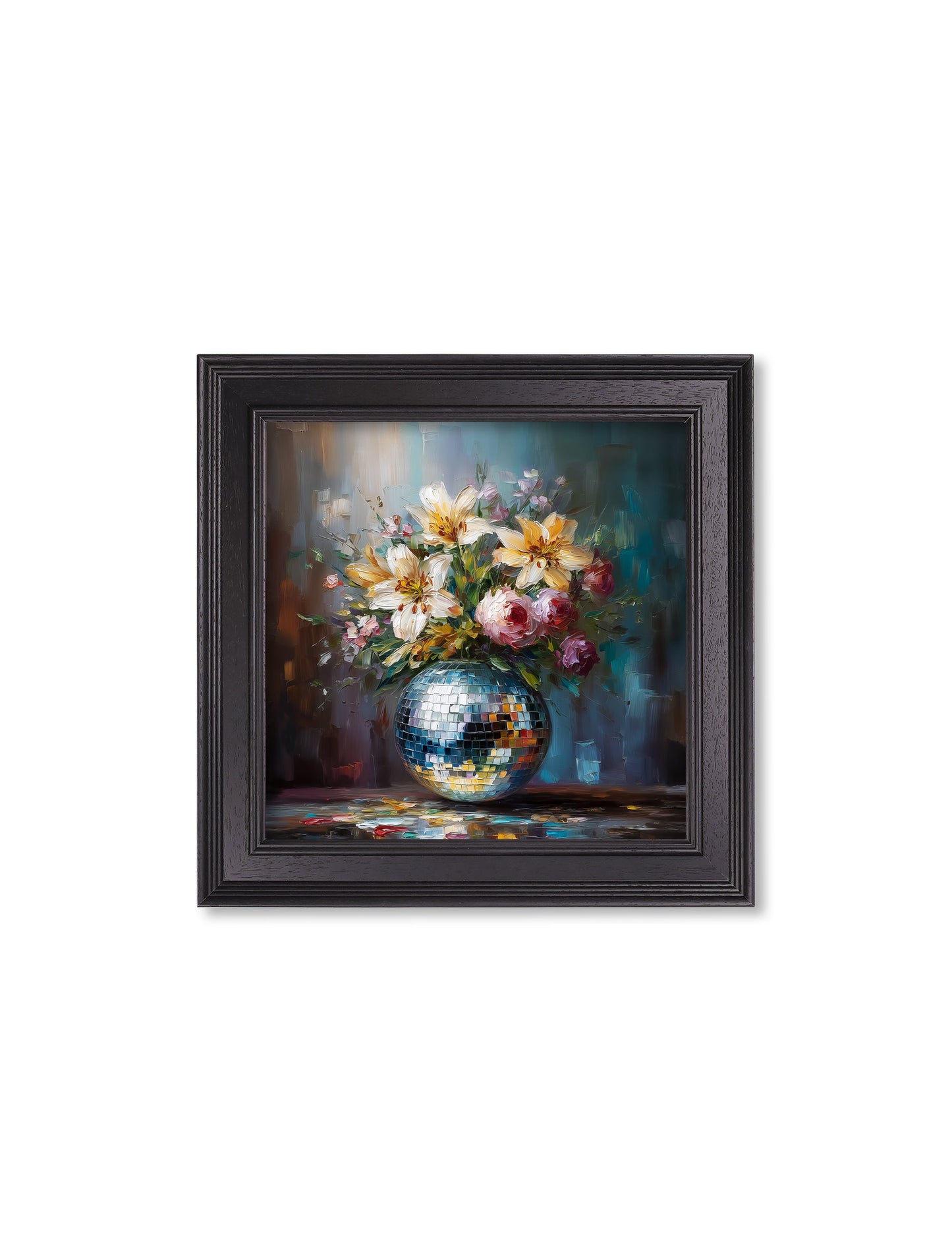 Disco Lilies & Roses - Black Hurstwood Square Frame
