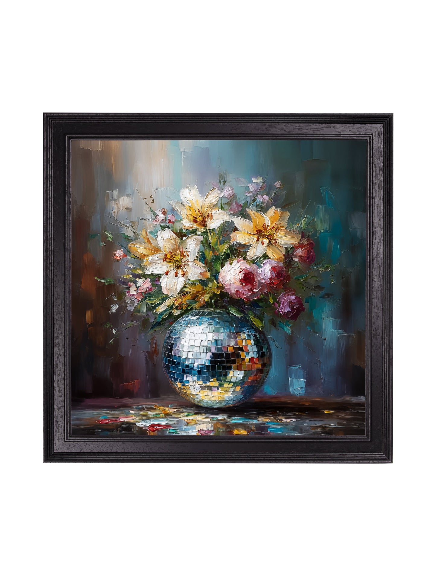 Disco Lilies & Roses - Black Hurstwood Square Frame