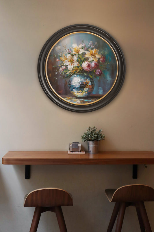 Disco Lilies & Roses - Oxford Round Frame