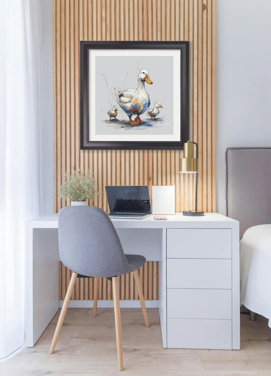 Family of Ducks Cosy Sketch - Black Hurstwood Square Frame