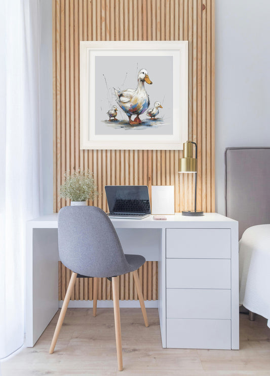Family of Ducks Cosy Sketch - Cream Hurstwood Square Frame