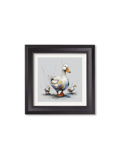 Family of Ducks Cosy Sketch – Black Hurstwood Square Frame styled view – Leya Buster Interiors