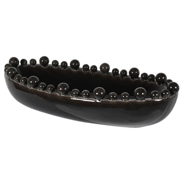 Black Oval Bowl With Bobbled Edge