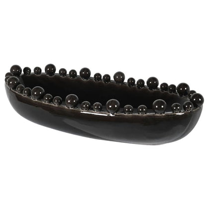 Black Oval Bowl With Bobbled Edge styled view – Leya Buster Interiors
