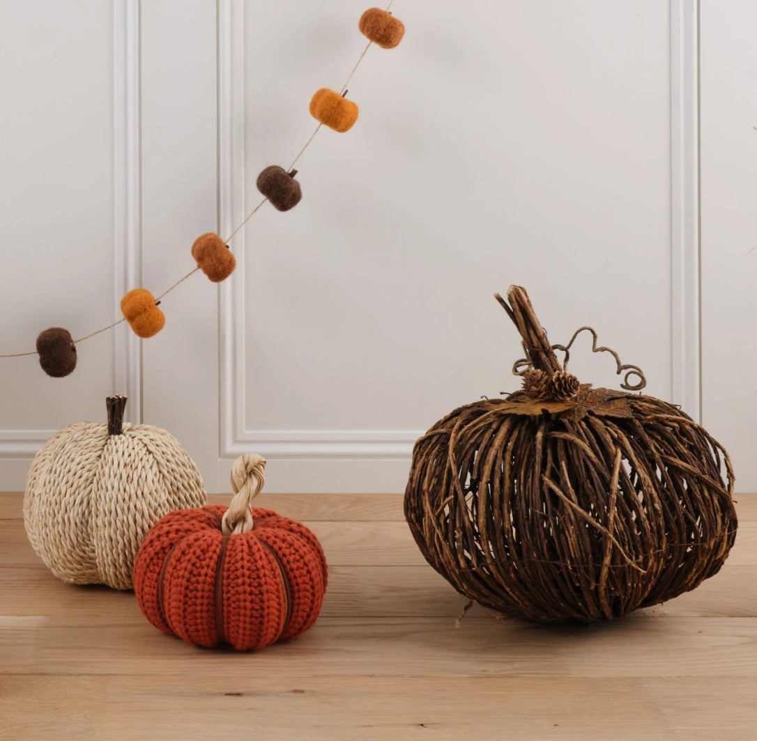 Large Brown Wooden Pumpkin