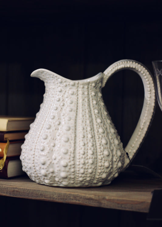 White Ceramic Urchin Pattern Jug