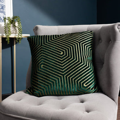 Shimmer Velvet Cushion – Emerald styled view – Leya Buster Interiors