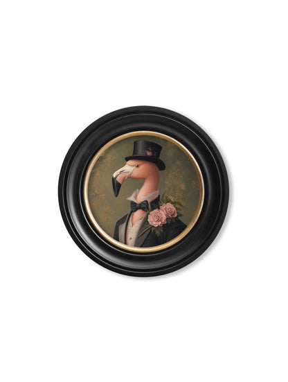 Baron Von Blush – Gentleman Flamingo Oxford Round Frame styled view – Leya Buster Interiors