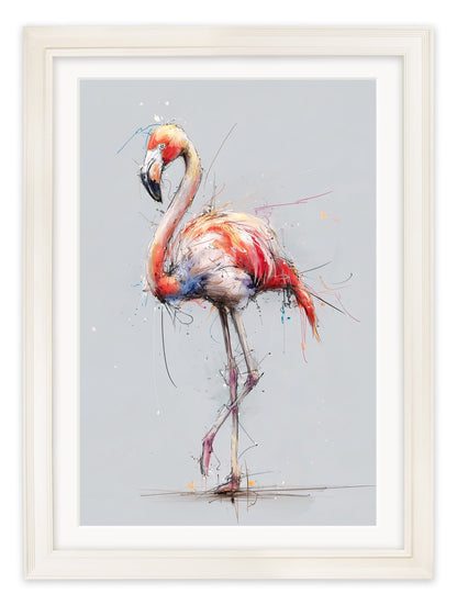 Pink Flamingo Cosy Sketch – Cream Hurstwood Frame detail – Leya Buster Interiors