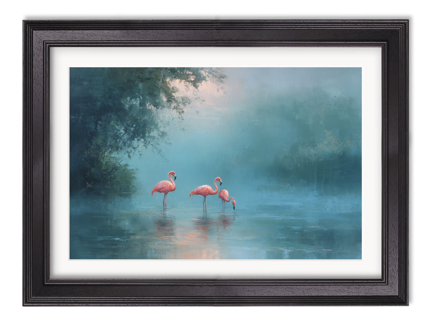 Misty Lake Flamingos - Black Hurstwood Frame
