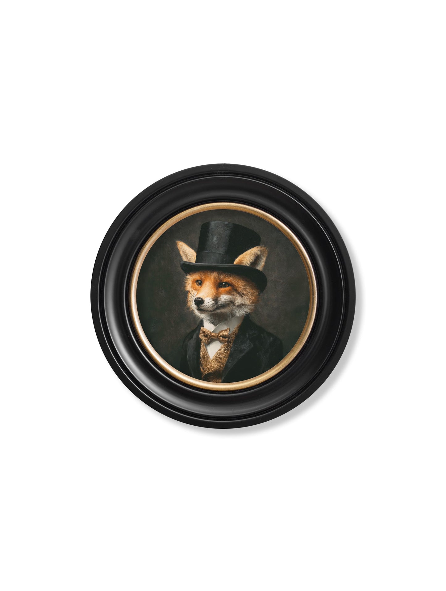 Count Foxalot – Gentleman Fox Oxford Round Frame styled view – Leya Buster Interiors