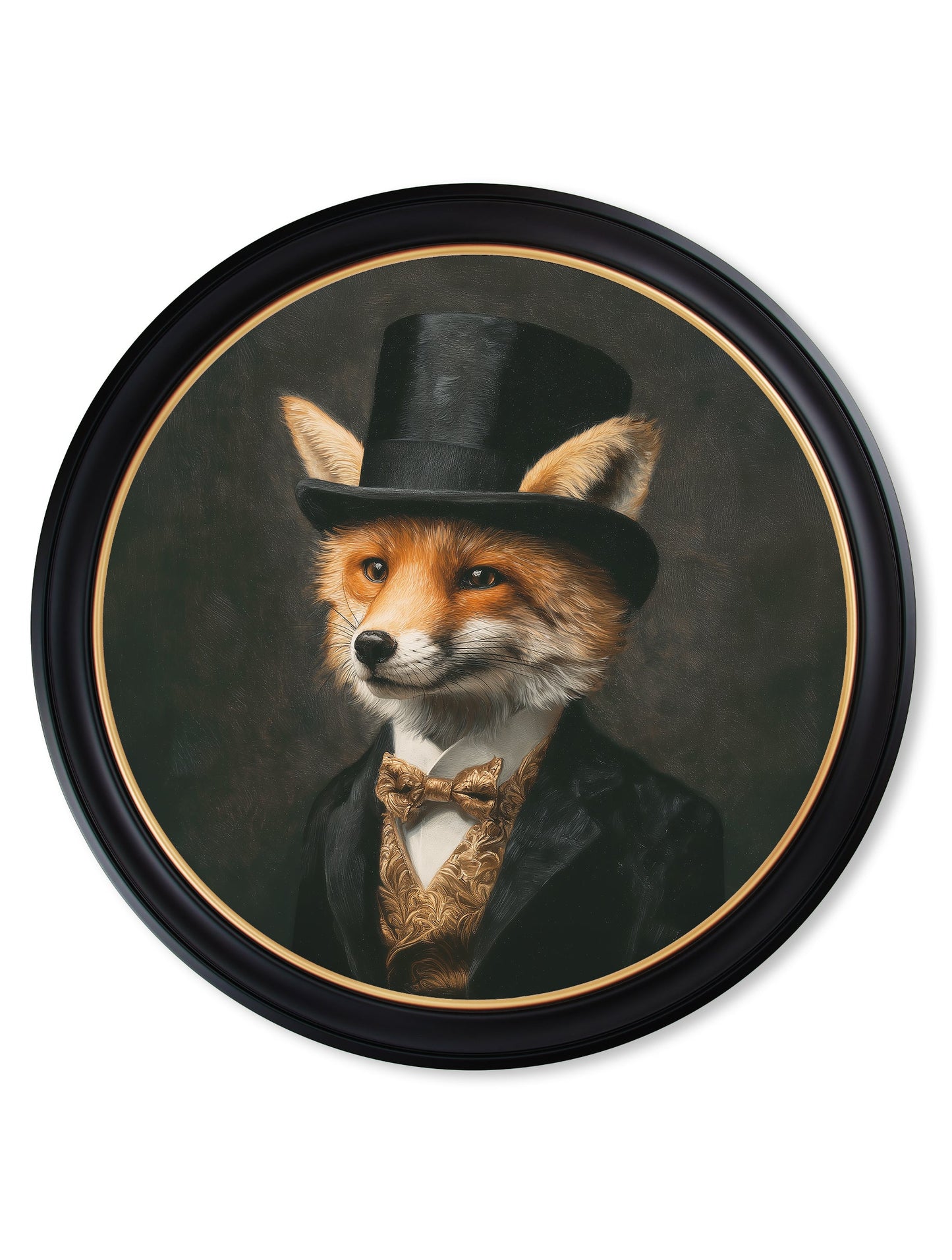 Count Foxalot – Gentleman Fox Oxford Round Frame styled view – Leya Buster Interiors
