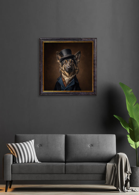 Count Von Shepherd - Gentleman German Shepherd Oxford Square Frame