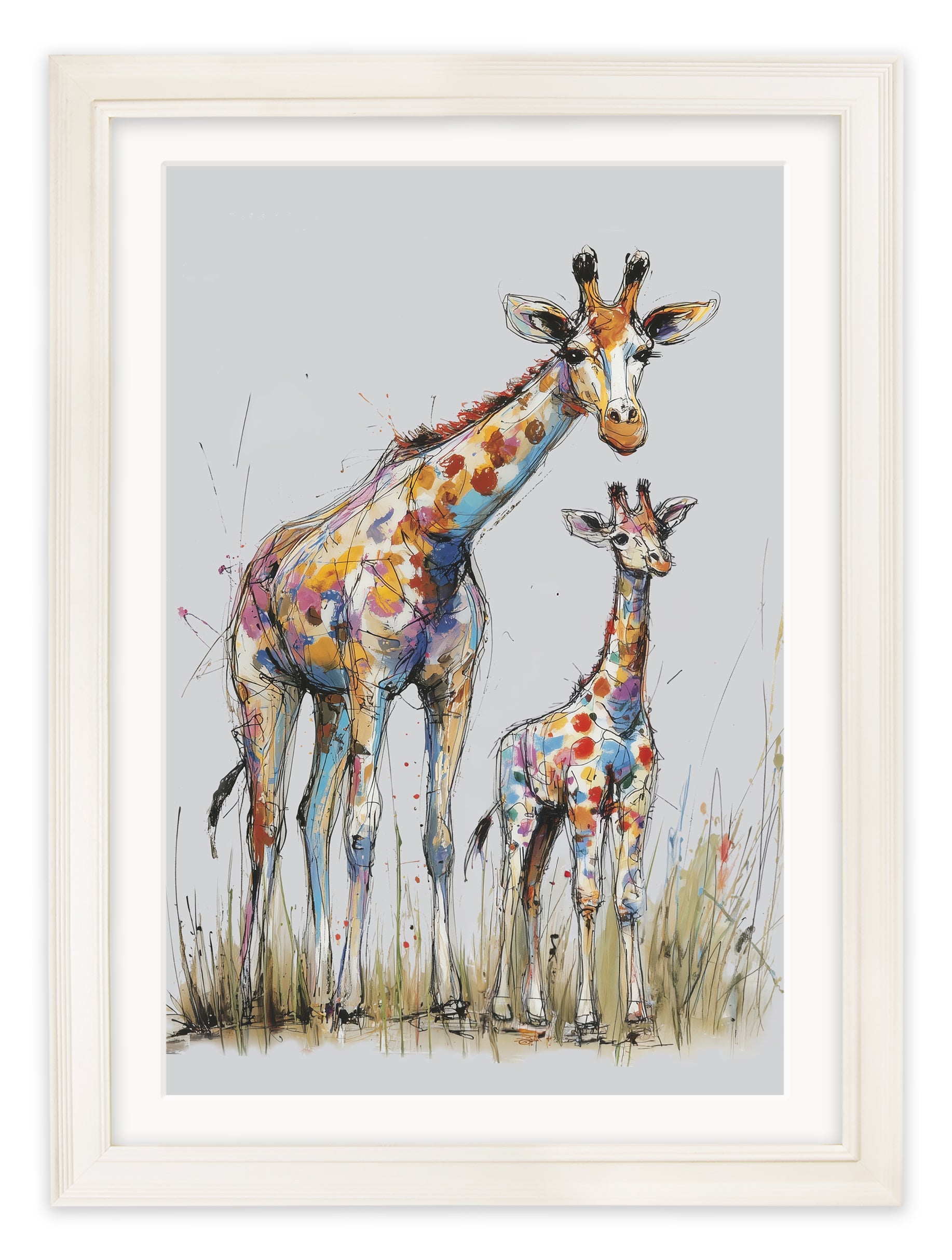 Family of Giraffes Cosy Sketch – Cream Hurstwood Frame detail – Leya Buster Interiors