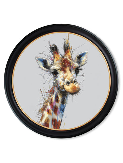 Tall Giraffe Cosy Sketch – Oxford Round Frame styled view – Leya Buster Interiors