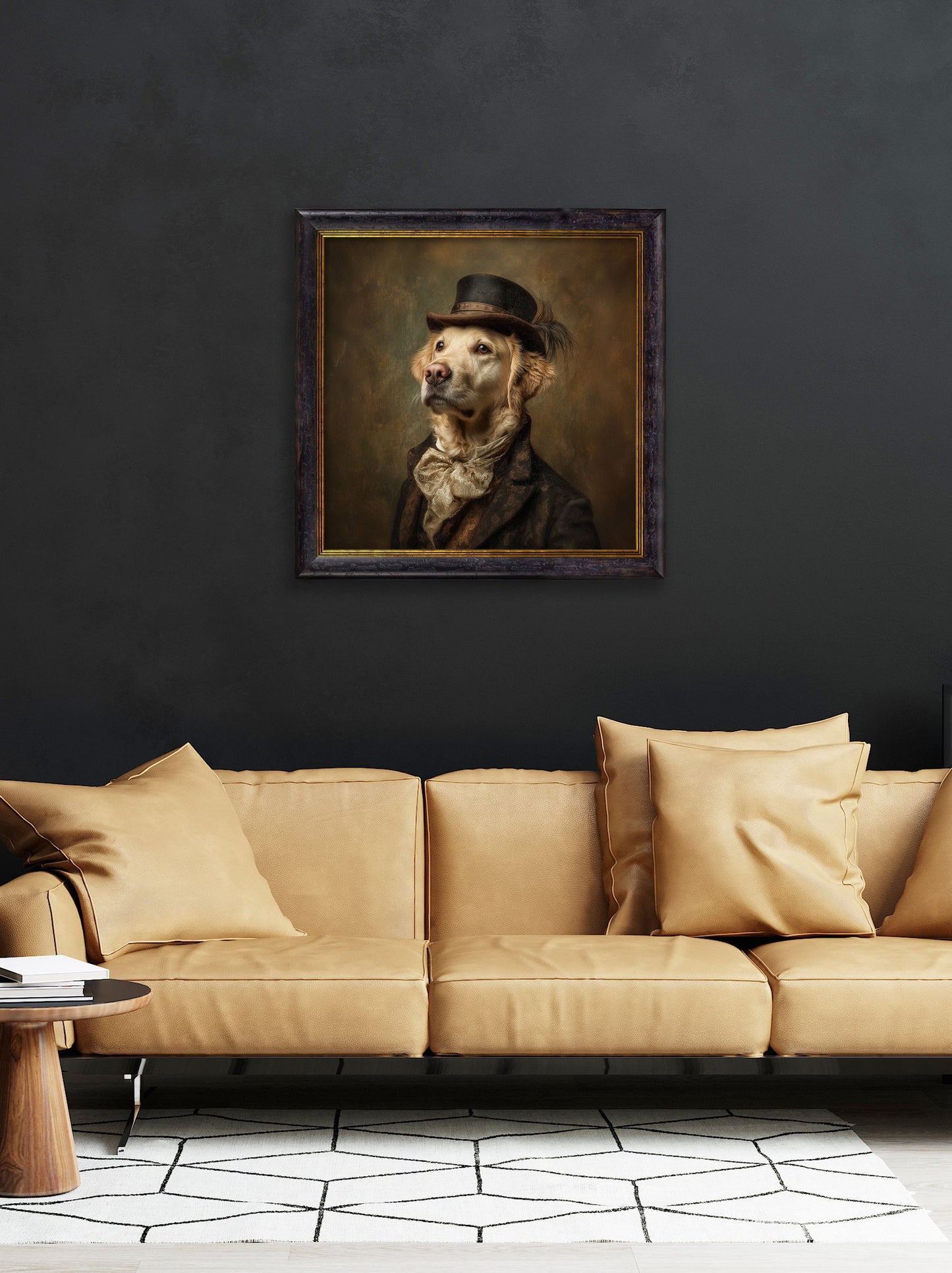 Lord Goldpaw – Gentleman Golden Labrador Oxford Square Frame – fine home fragrance at Leya Buster Interiors