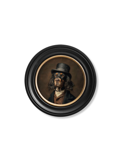 Duke Gordy of Tails – Gentleman Gordon Setter Oxford Round Frame styled view – Leya Buster Interiors