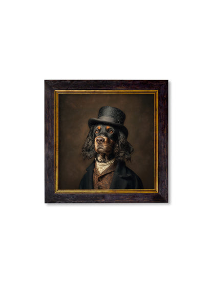 Duke Gordy of Tails – Gentleman Gordon Setter Oxford Square Frame styled view – Leya Buster Interiors