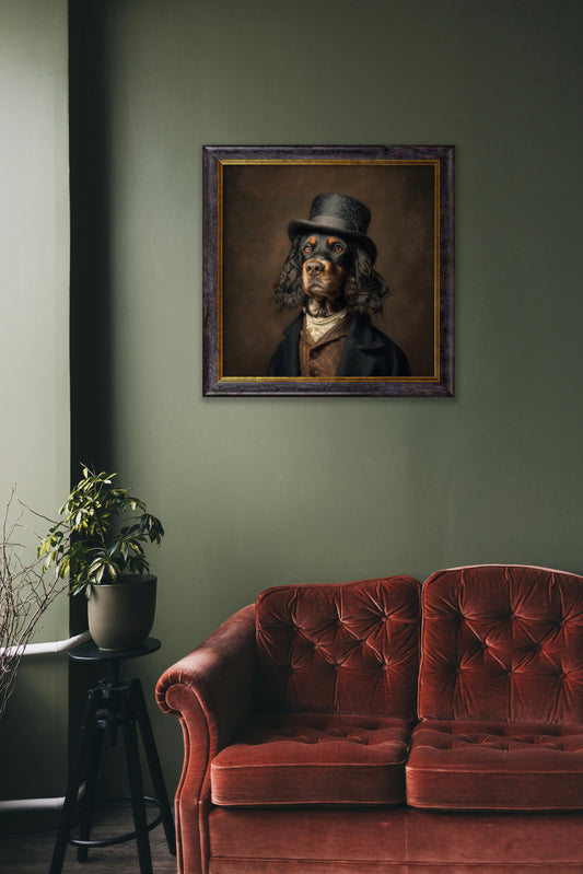Duke Gordy of Tails - Gentleman Gordon Setter Oxford Square Frame