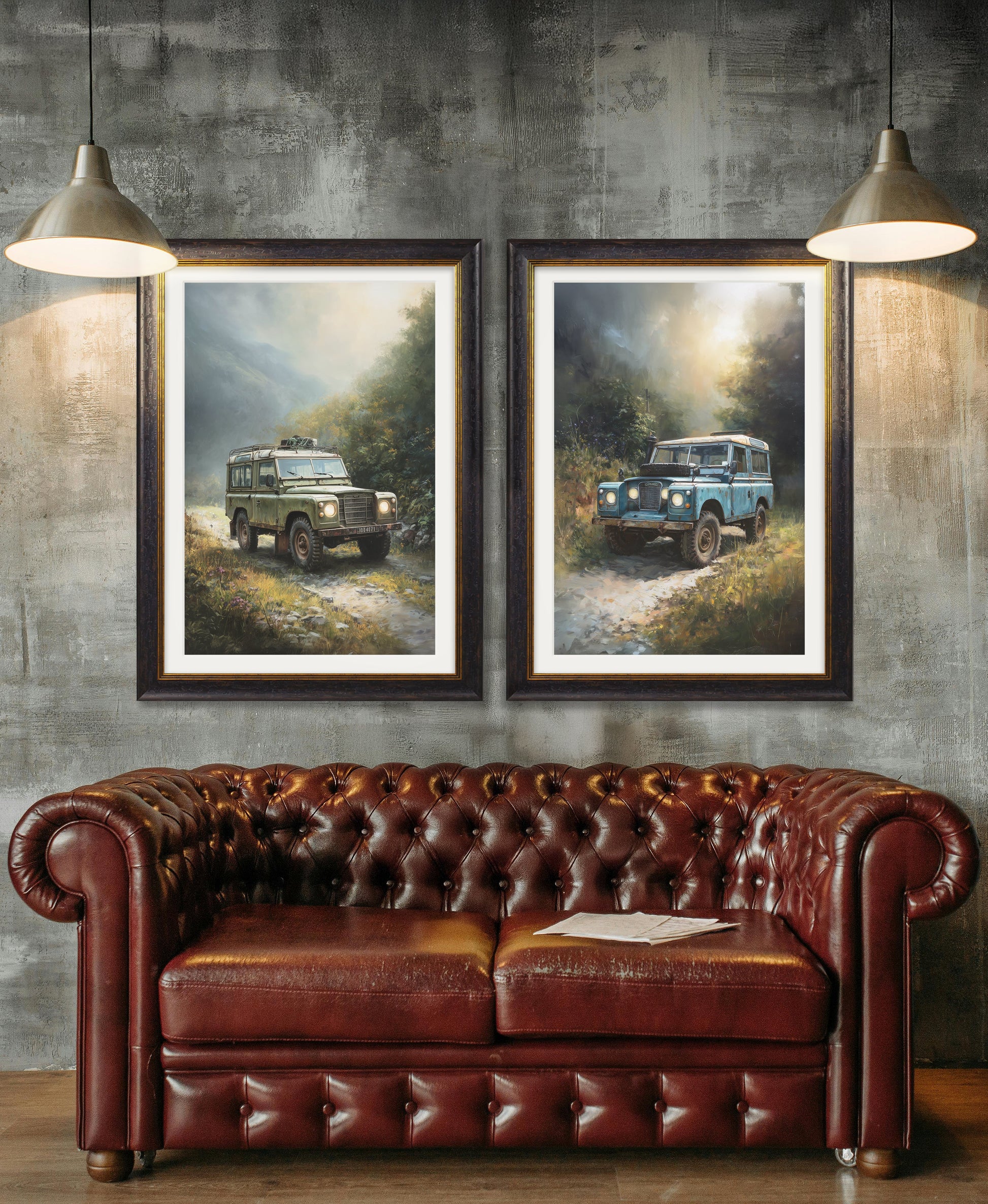 Country Track Defender Green – Oxford Frame styled view – Leya Buster Interiors