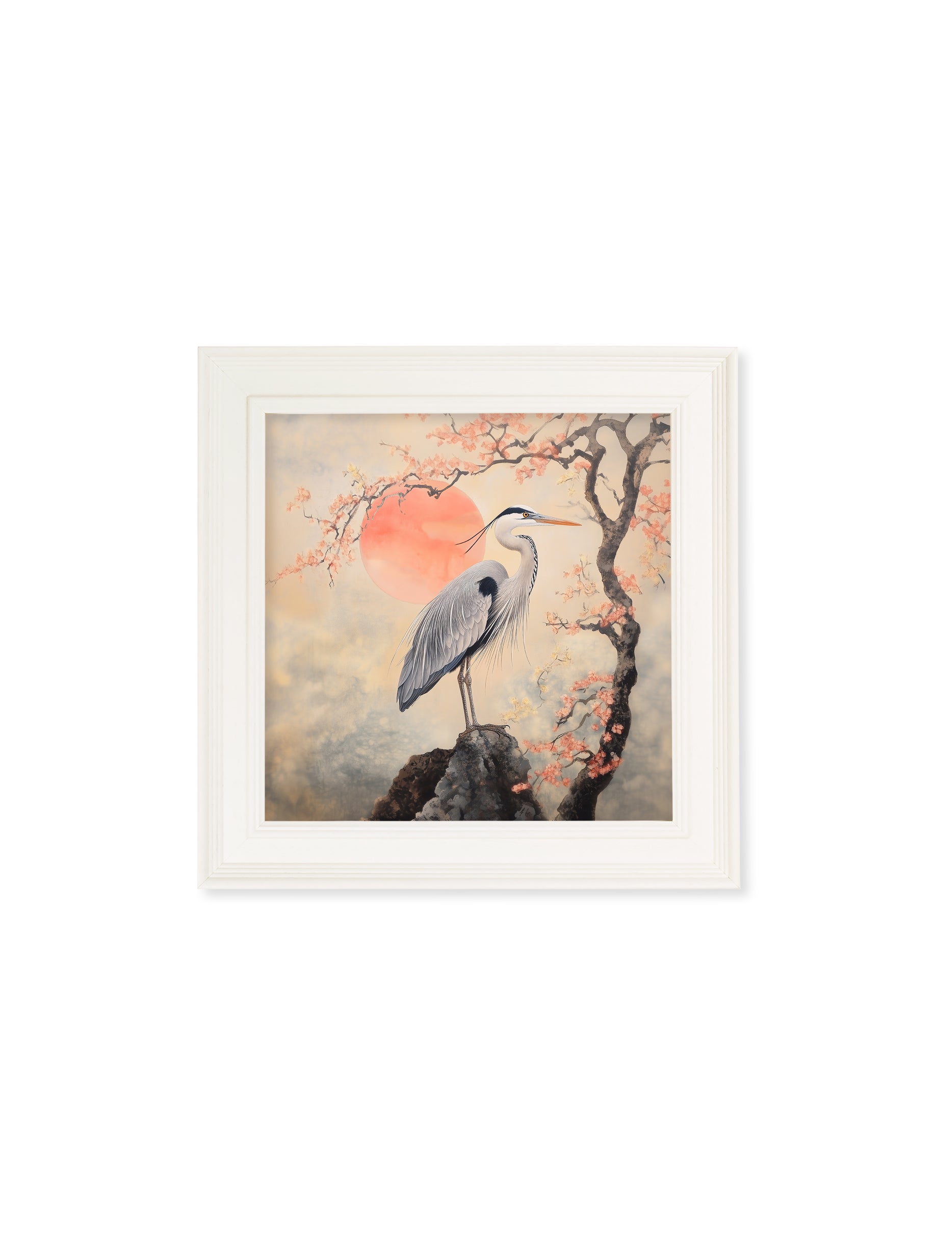 Japanese Twin Herons – Cream Hurstwood Square Frame styled view – Leya Buster Interiors