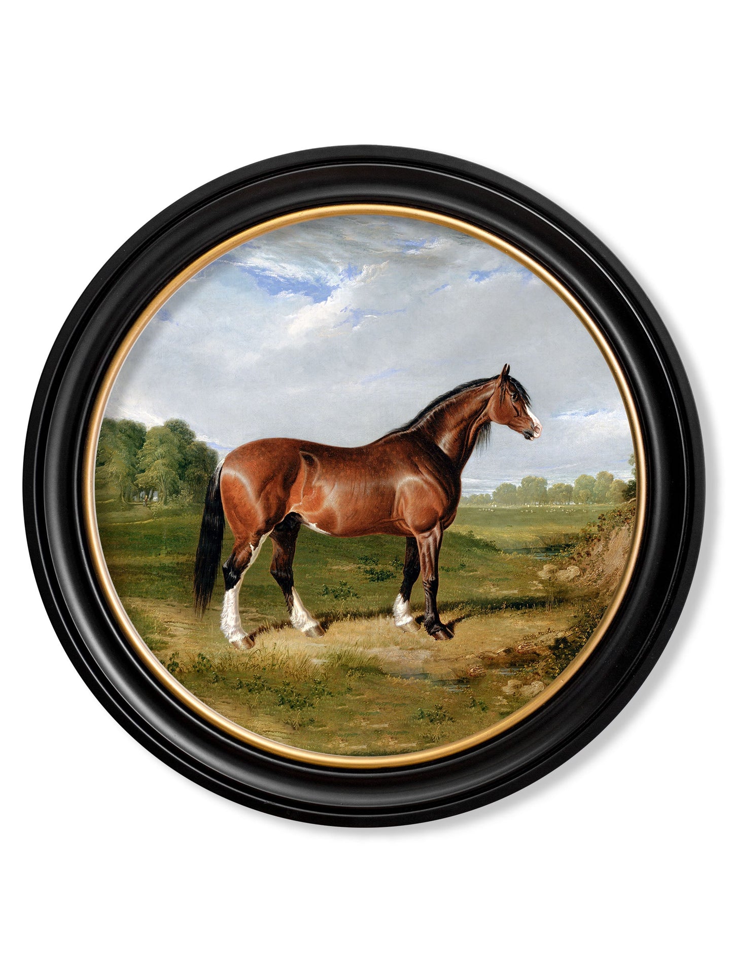 c.1840 Horses – Round Frame styled view – Leya Buster Interiors