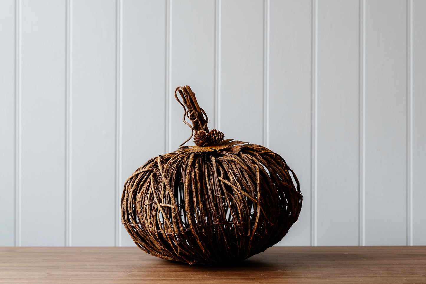 Large Brown Wooden Pumpkin