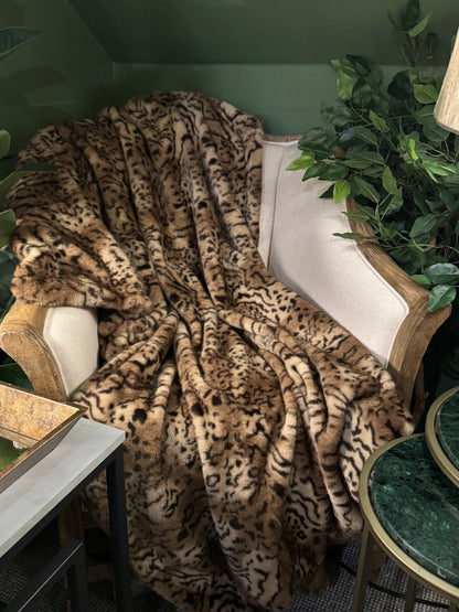 Leopard Faux Fur Throw