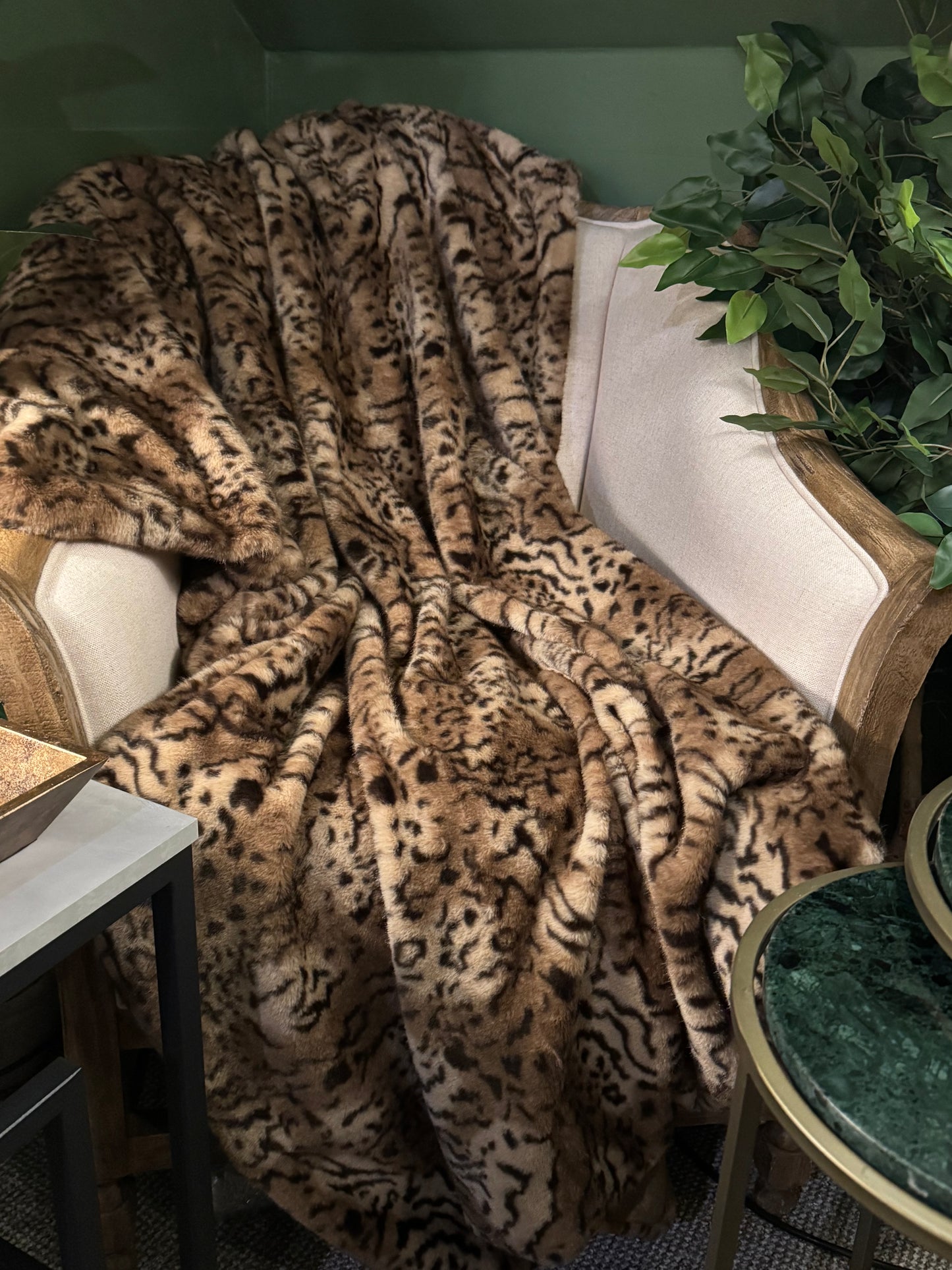 Leopard Faux Fur Throw