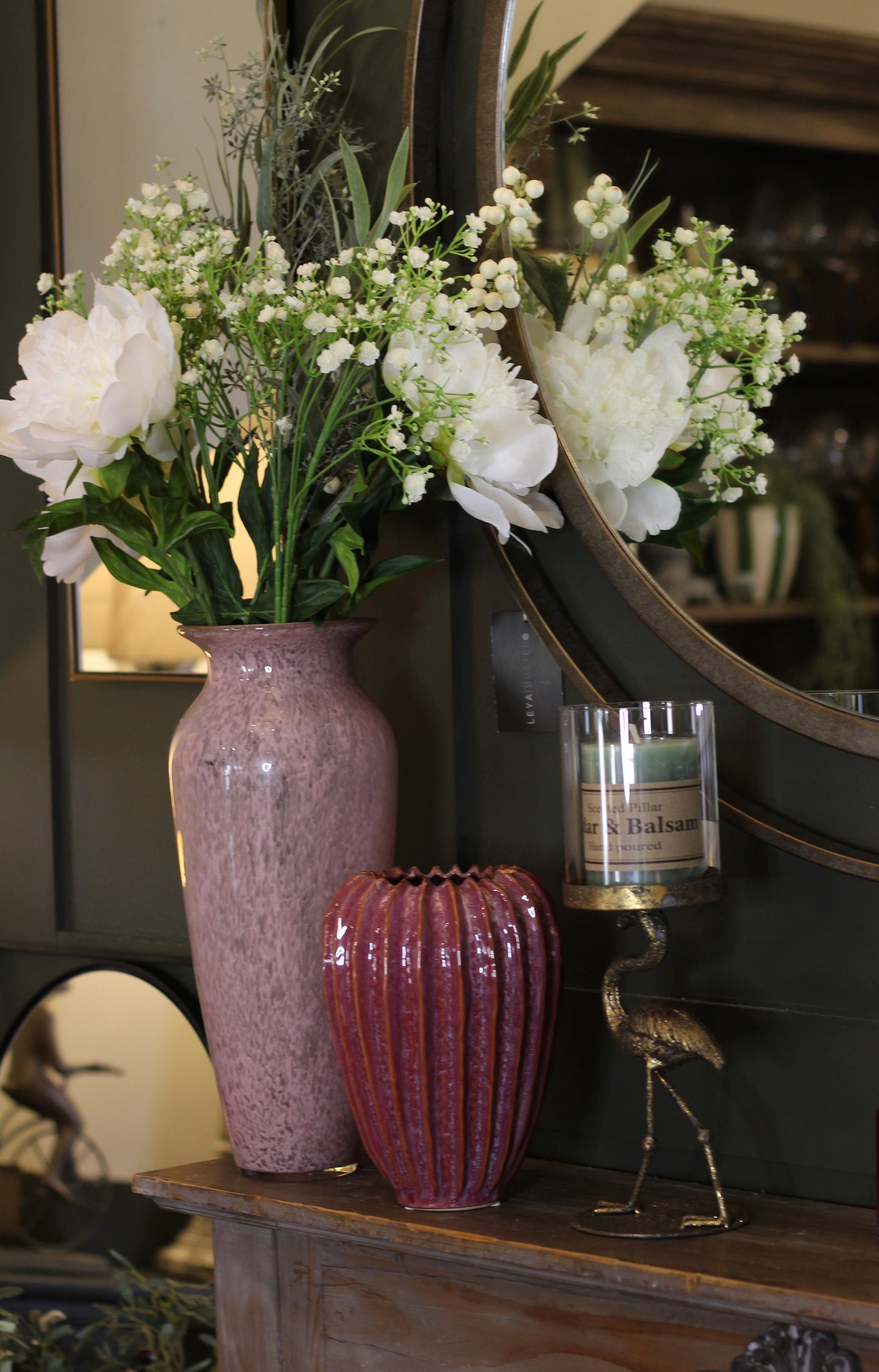 Blush Pink Patterned Glass Vase