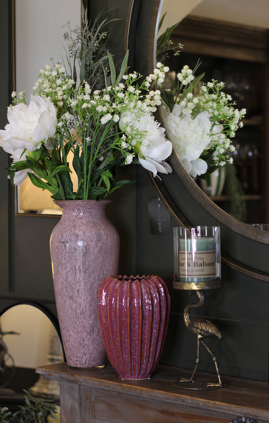 Blush Pink Patterned Glass Vase