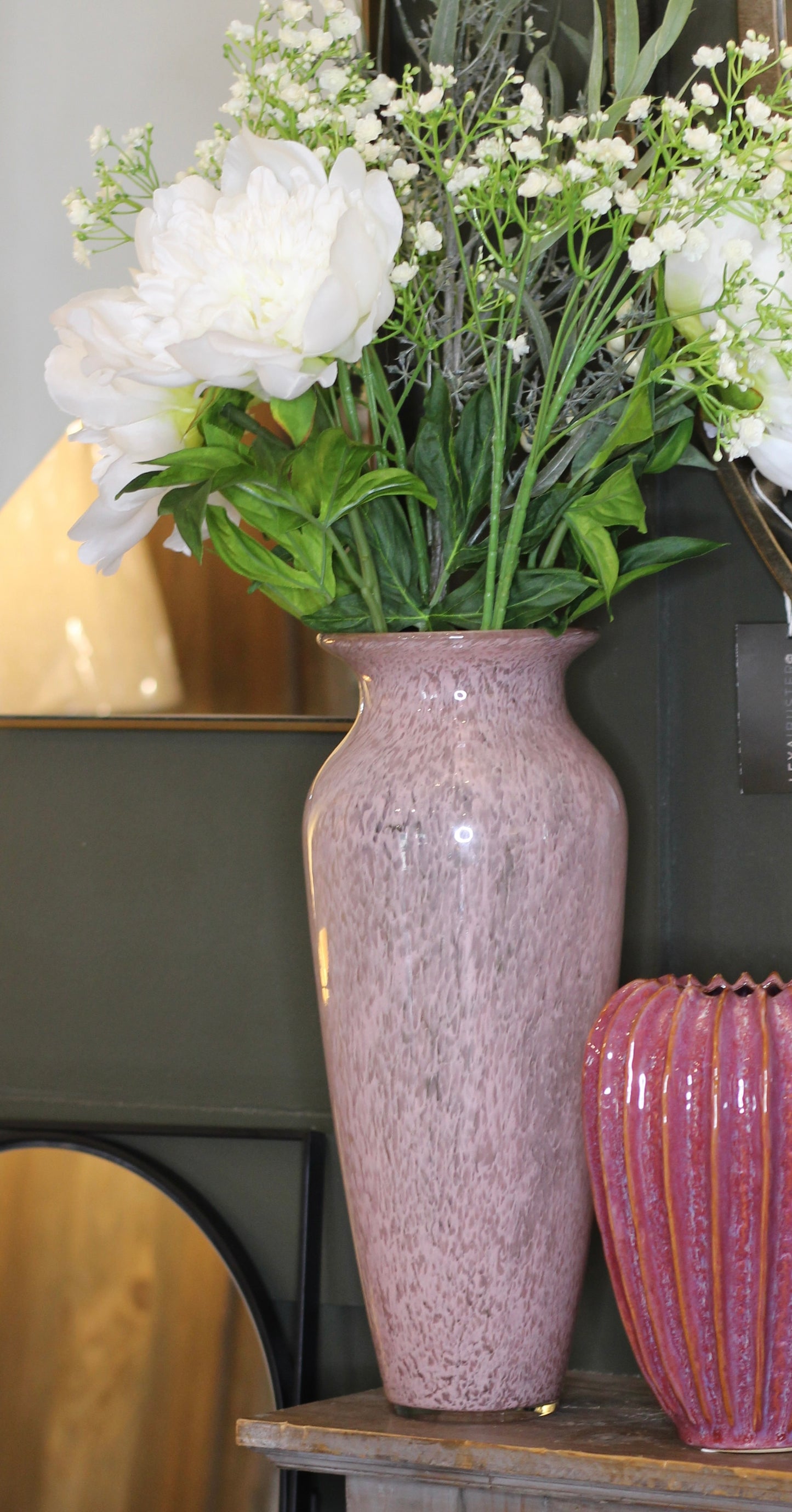 Blush Pink Patterned Glass Vase