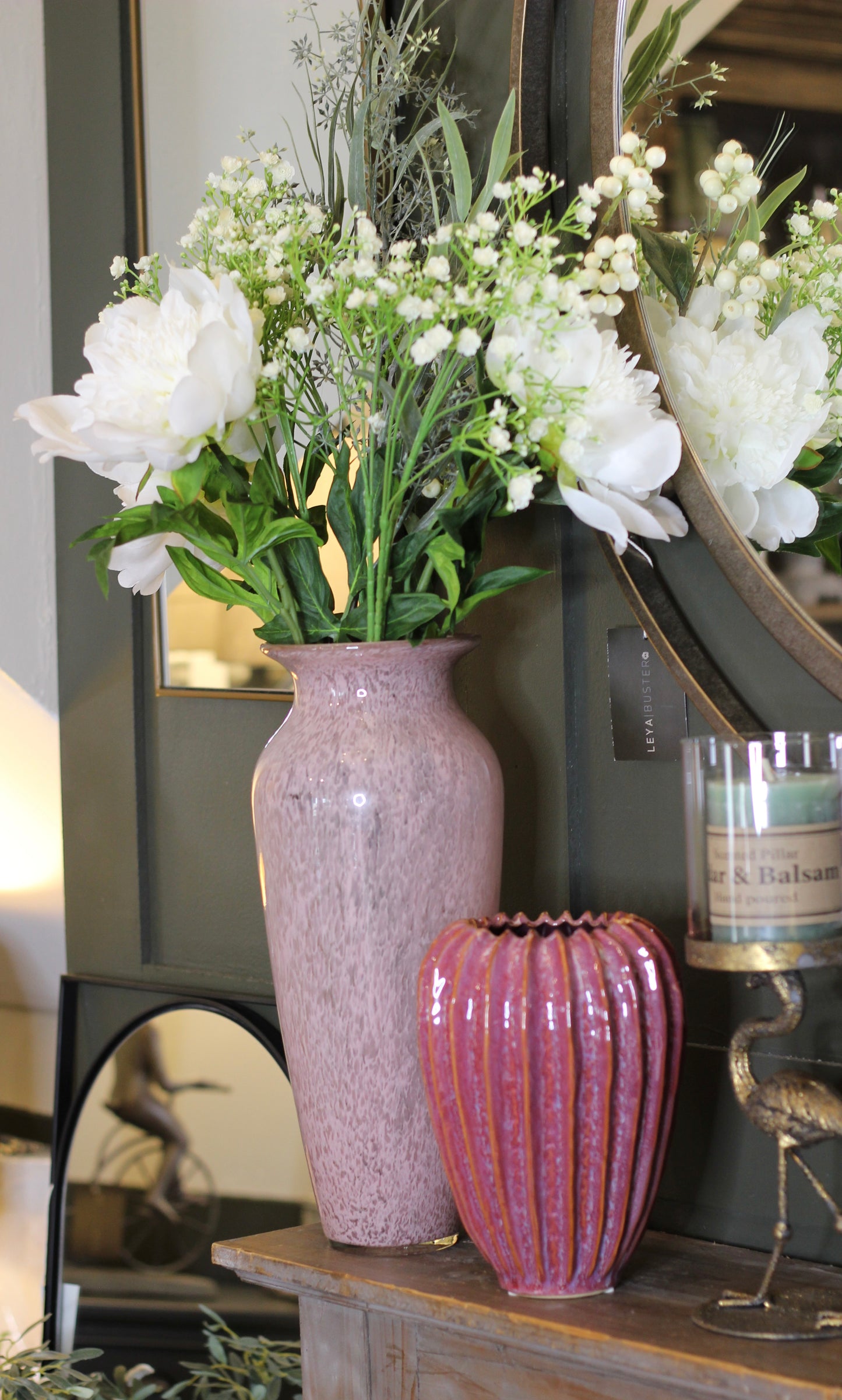 Blush Pink Patterned Glass Vase