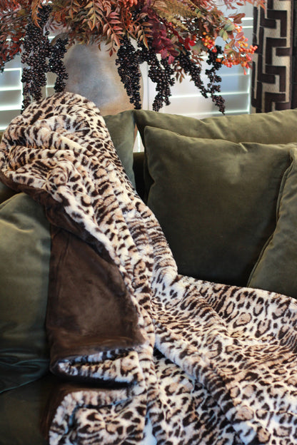 Eartha Leopard Print Faux Fur Throw styled view – Leya Buster Interiors