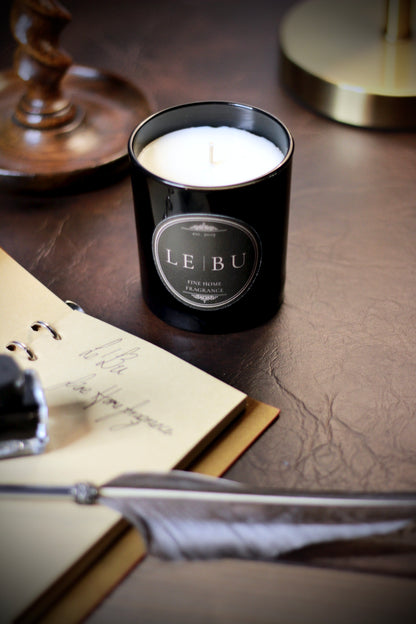 Gentlemans Lounge – Cotton Wick Candle styled view – Leya Buster Interiors