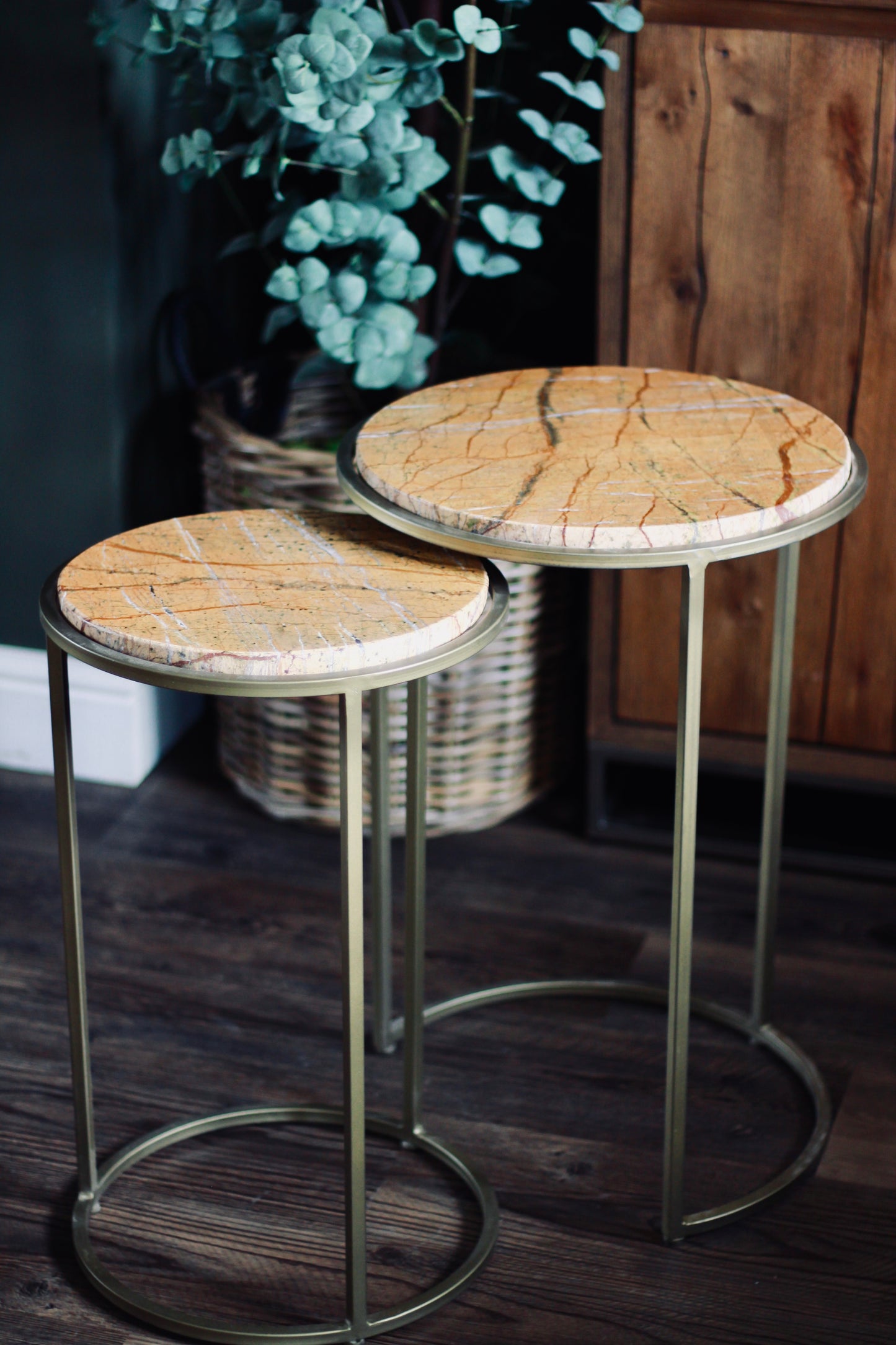 Ochre Rajasthani Marble Nest of Side Tables