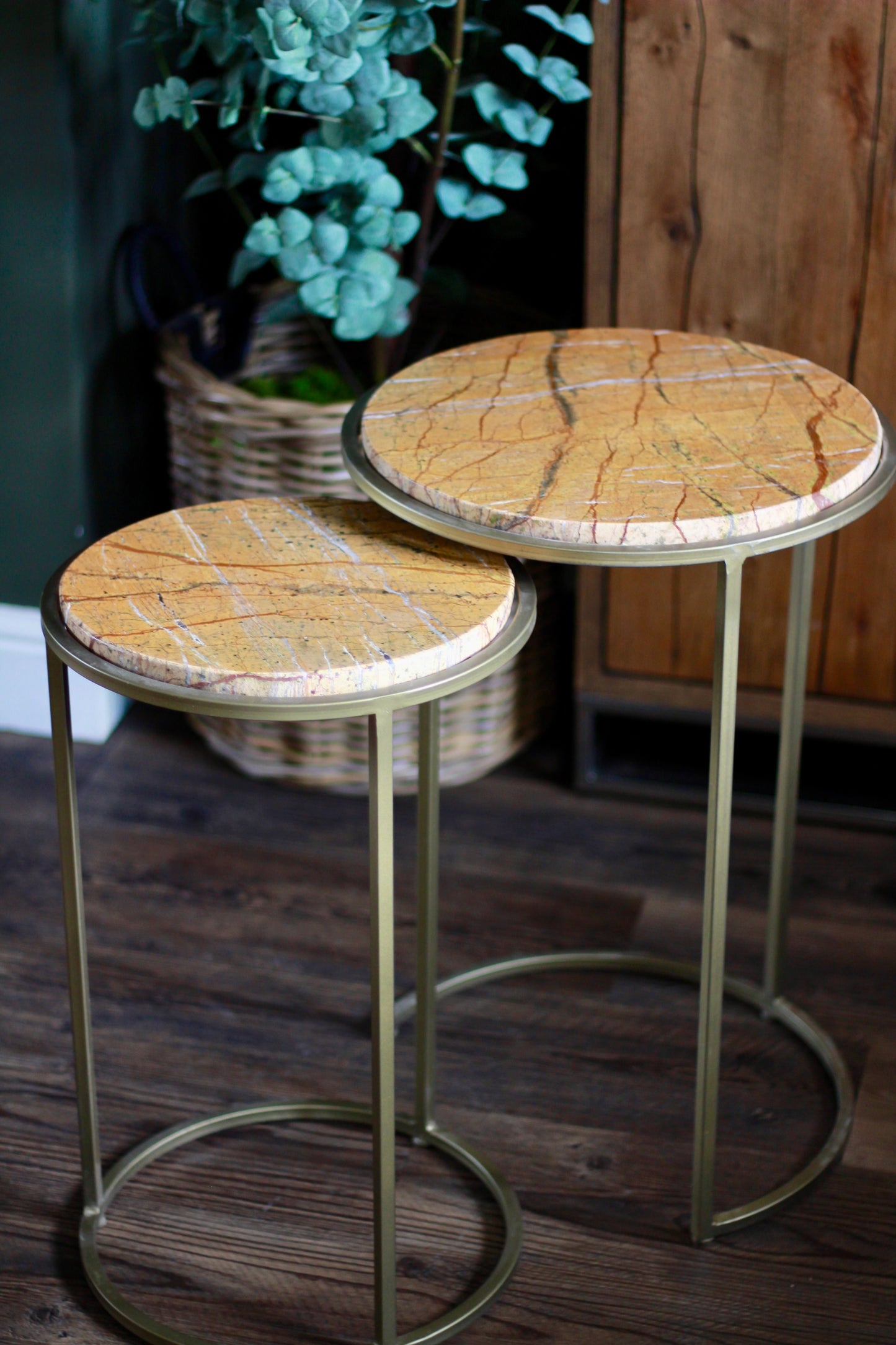 Ochre Rajasthani Marble Nest of Side Tables