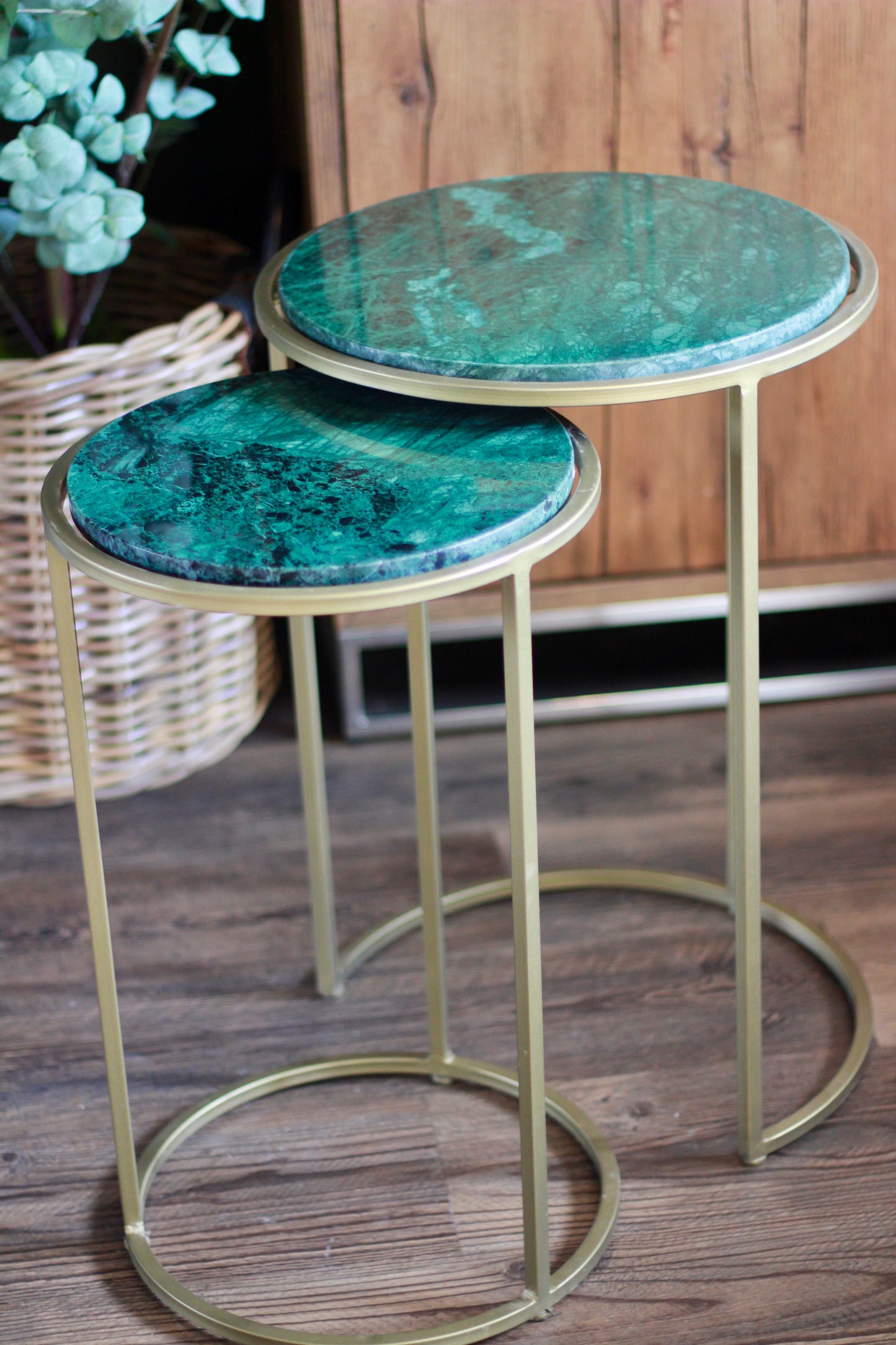 Forest Green Rajasthani Marble Nest of Side Tables