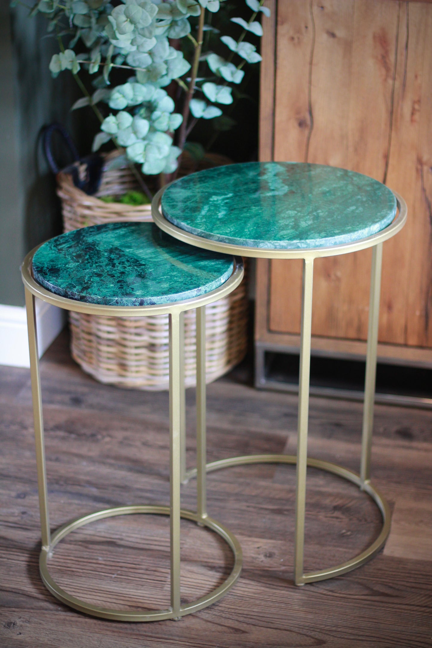 Forest Green Rajasthani Marble Nest of Side Tables