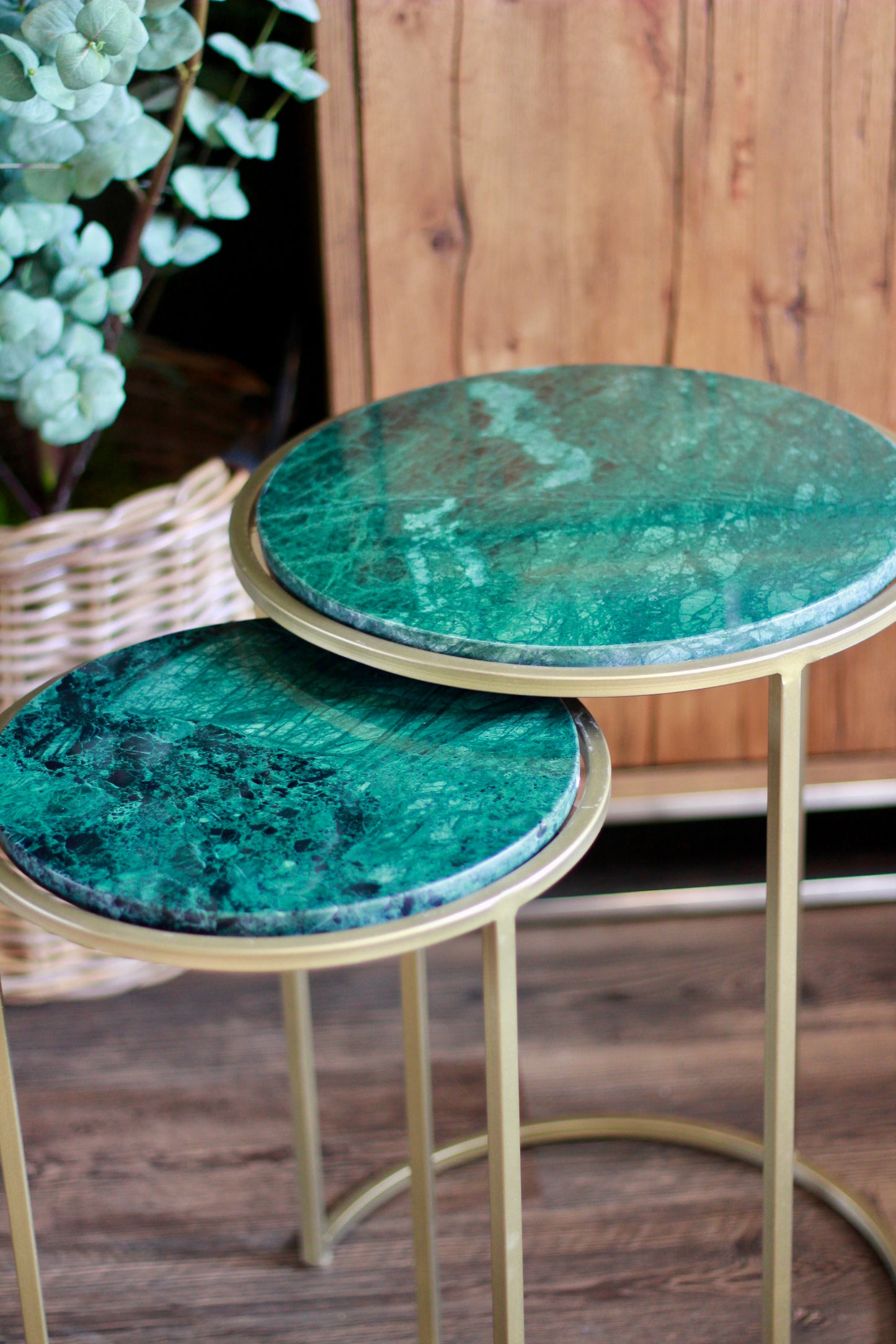 Forest Green Rajasthani Marble Nest of Side Tables