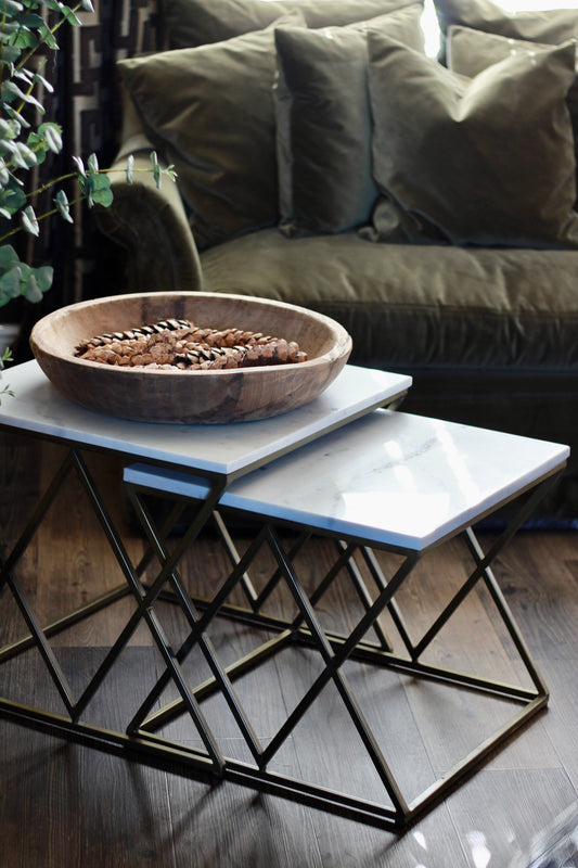 White Rajasthani Marble Nest of Tables