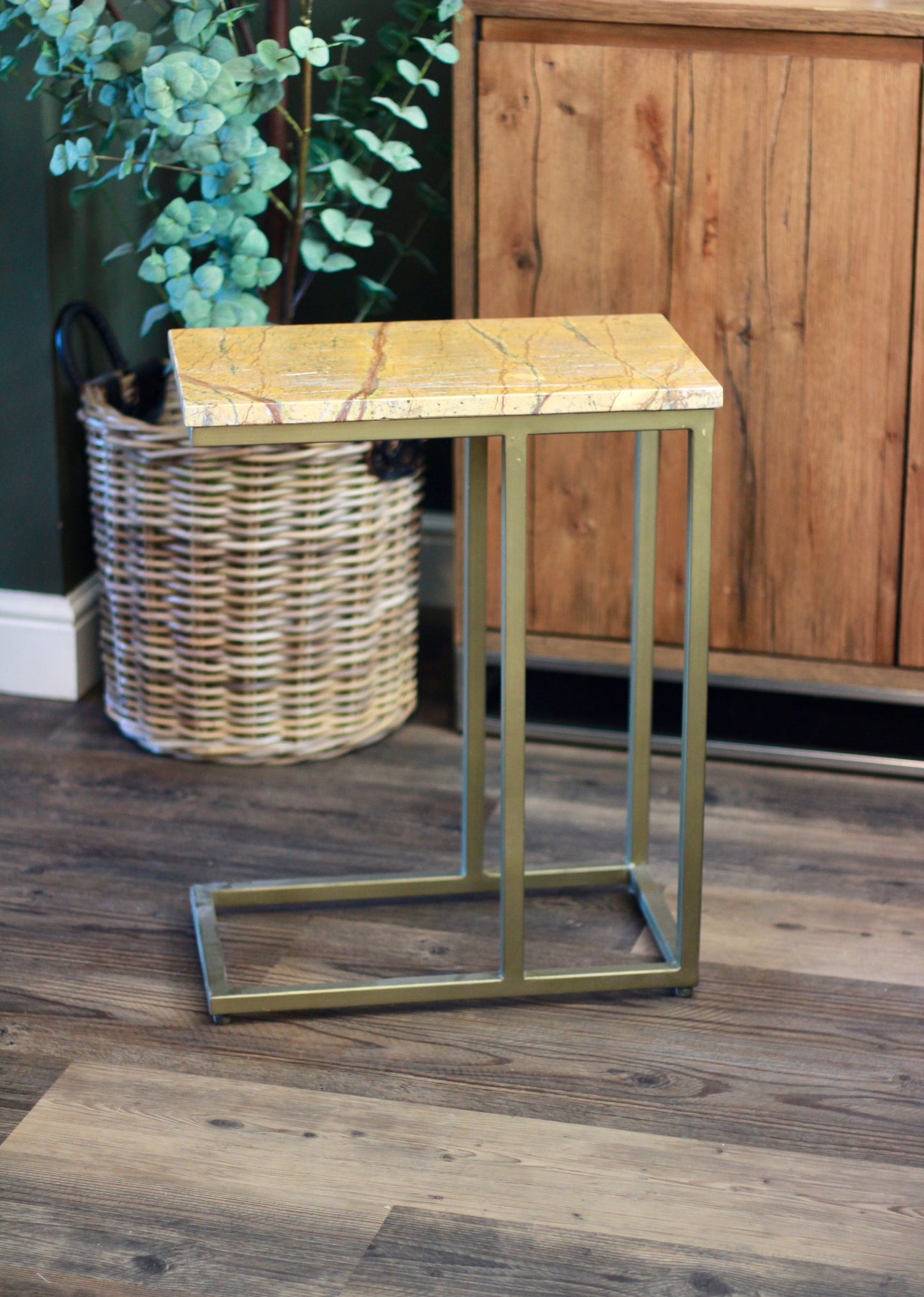 Ochre Rajasthani Marble Sofa Side Table