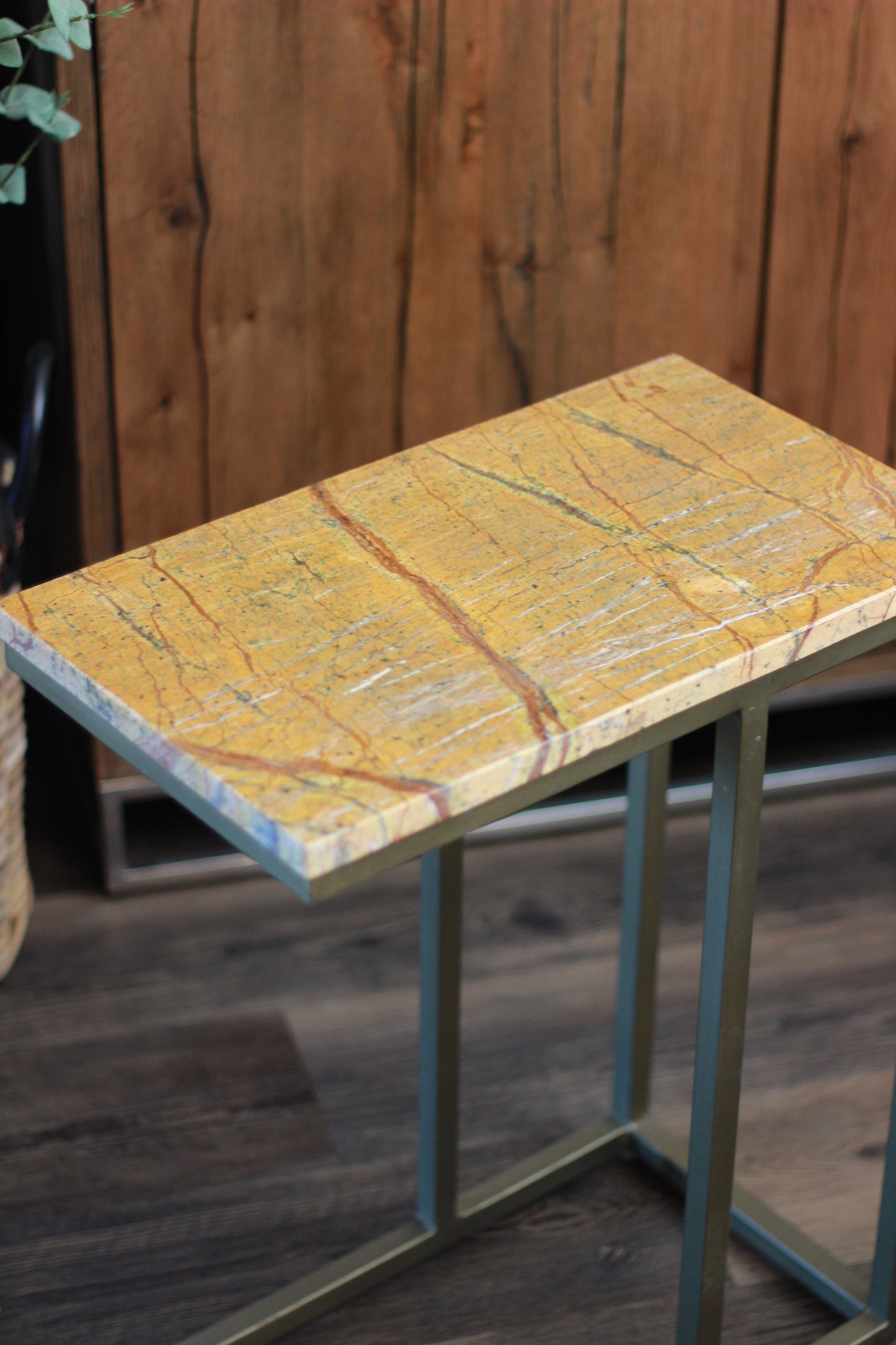 Ochre Rajasthani Marble Sofa Side Table