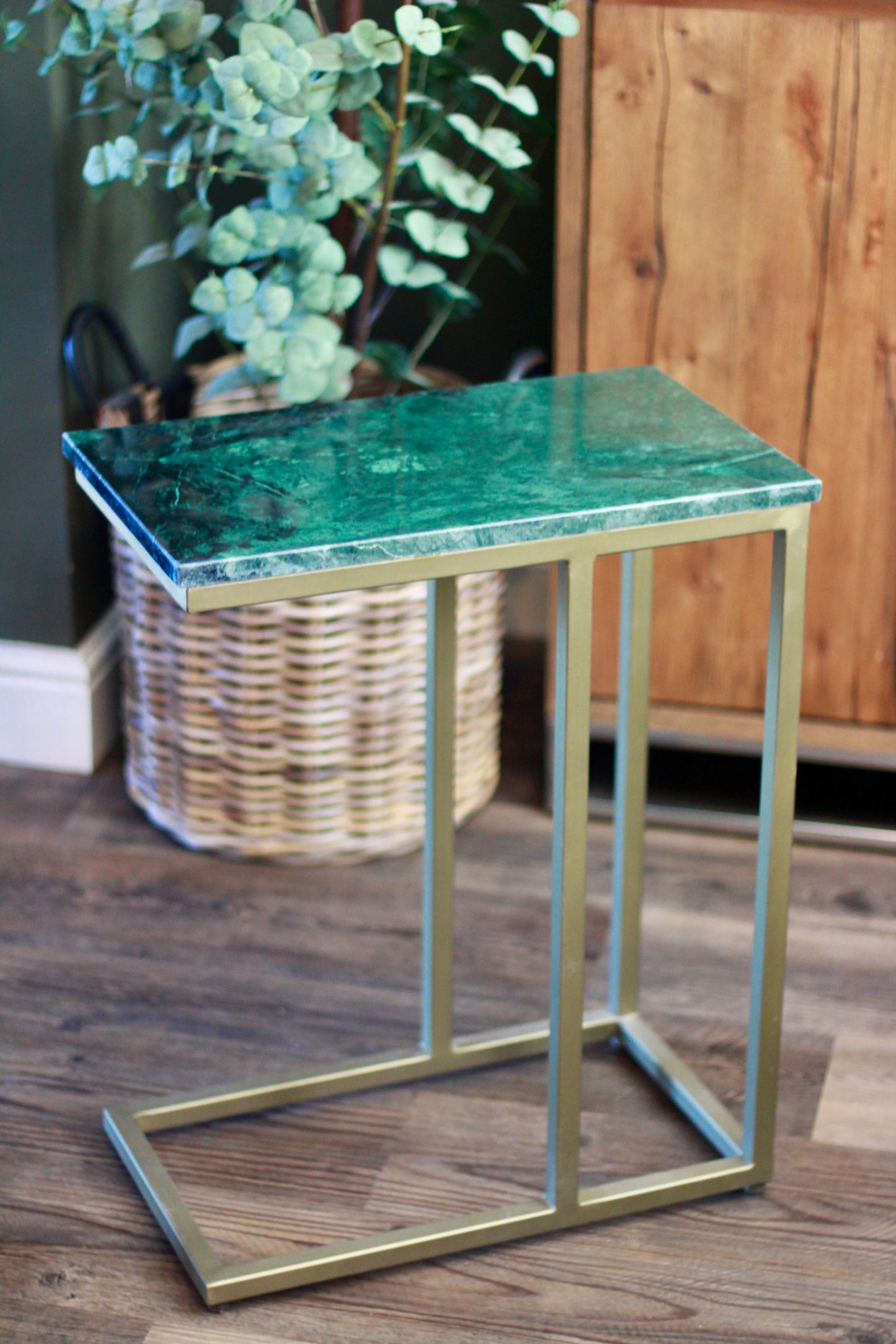 Forest Green Rajasthani Marble Sofa Side Table